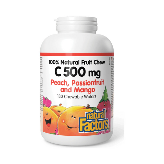 DC - Natural Factors Vitamin C 500mg Peach, Passionfruit and Mango 180 Chewable Wafers