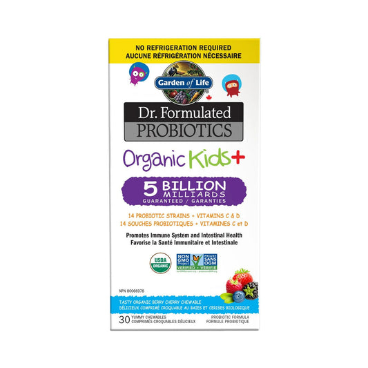 Garden of Life Dr. Formulated Organic Kids+ 5B Shelf Stable (Berry Cherry) 30 Chewable Tablets