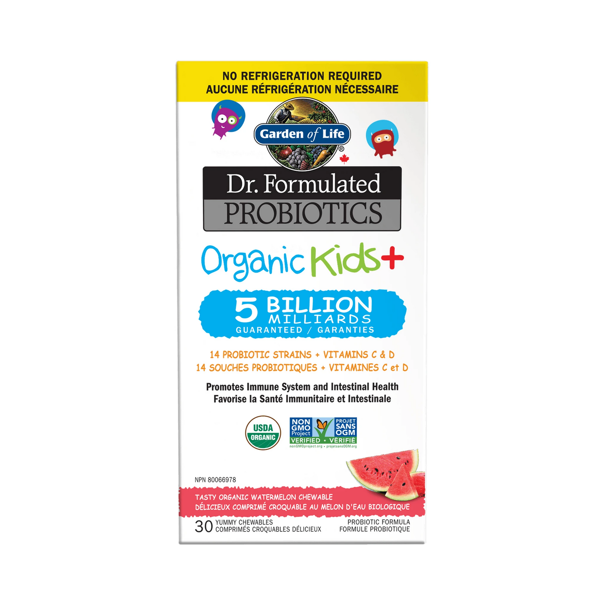 Garden of Life Dr. Formulated Organic Kids+ 5B Shelf Stable (Watermelon) 30 Chewable Tablets