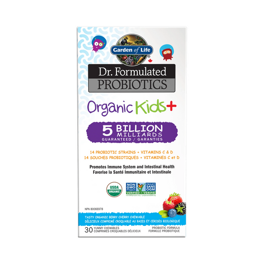 Garden of Life Dr. Formulated Organic Kids+ Refrigerator Stable Berry Cherry 30 Chewable Tablets