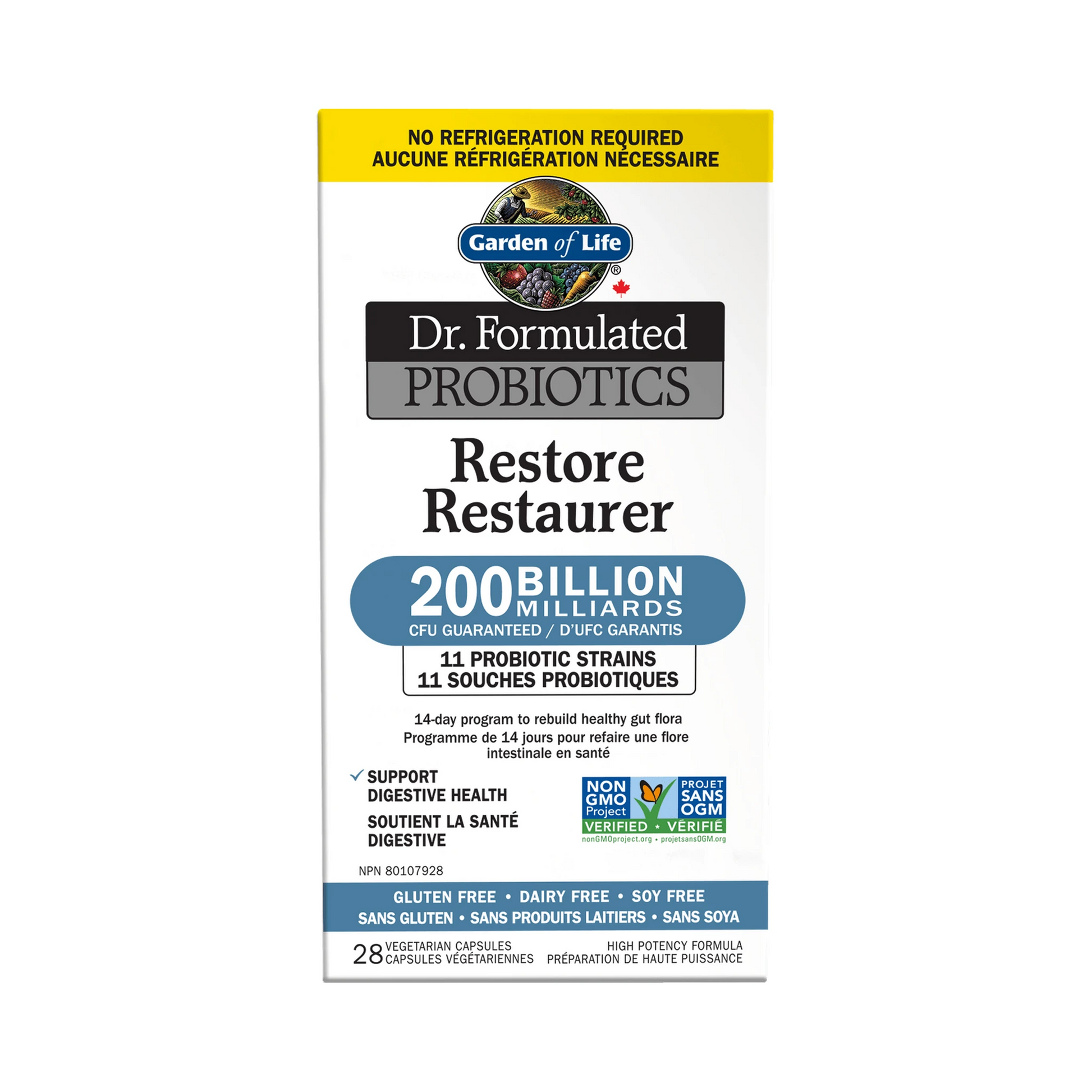 Garden of Life Dr. Formulated Restore 200B Shelf Stable 28 Veg Capsules