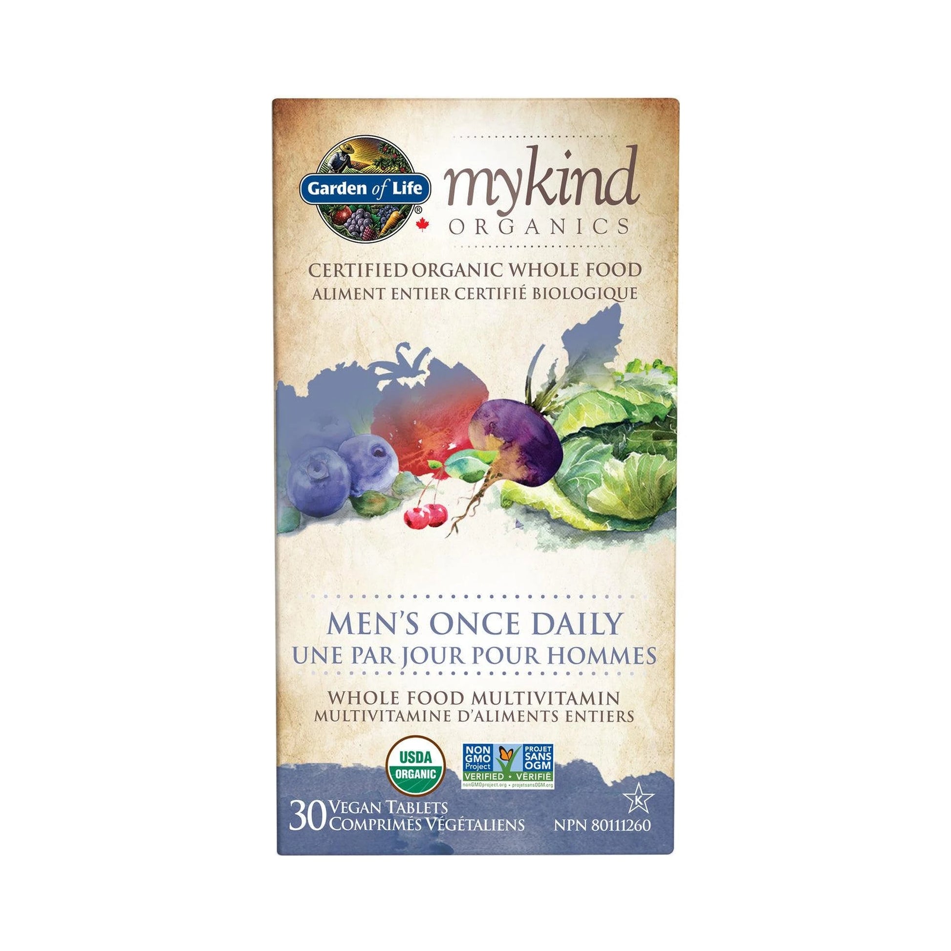 Garden of Life mykind Organics Multivitamin Men's Once Daily 30 Tablets