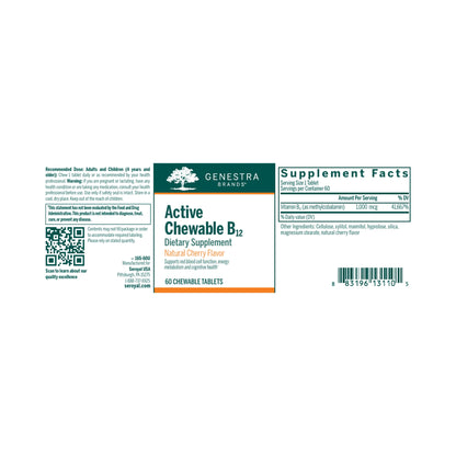 Genestra Active Chewable B12 60 Chewable Tablets