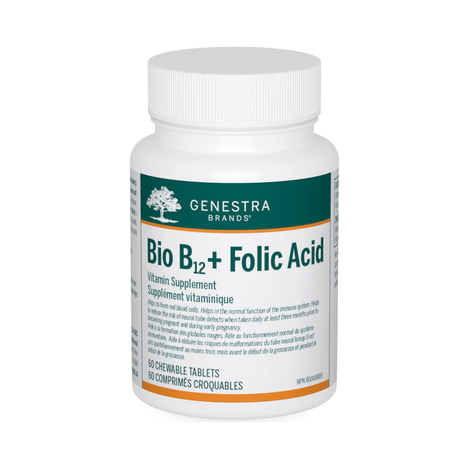 Genestra Bio B12+Folic Acid 60 Chewable Tablets