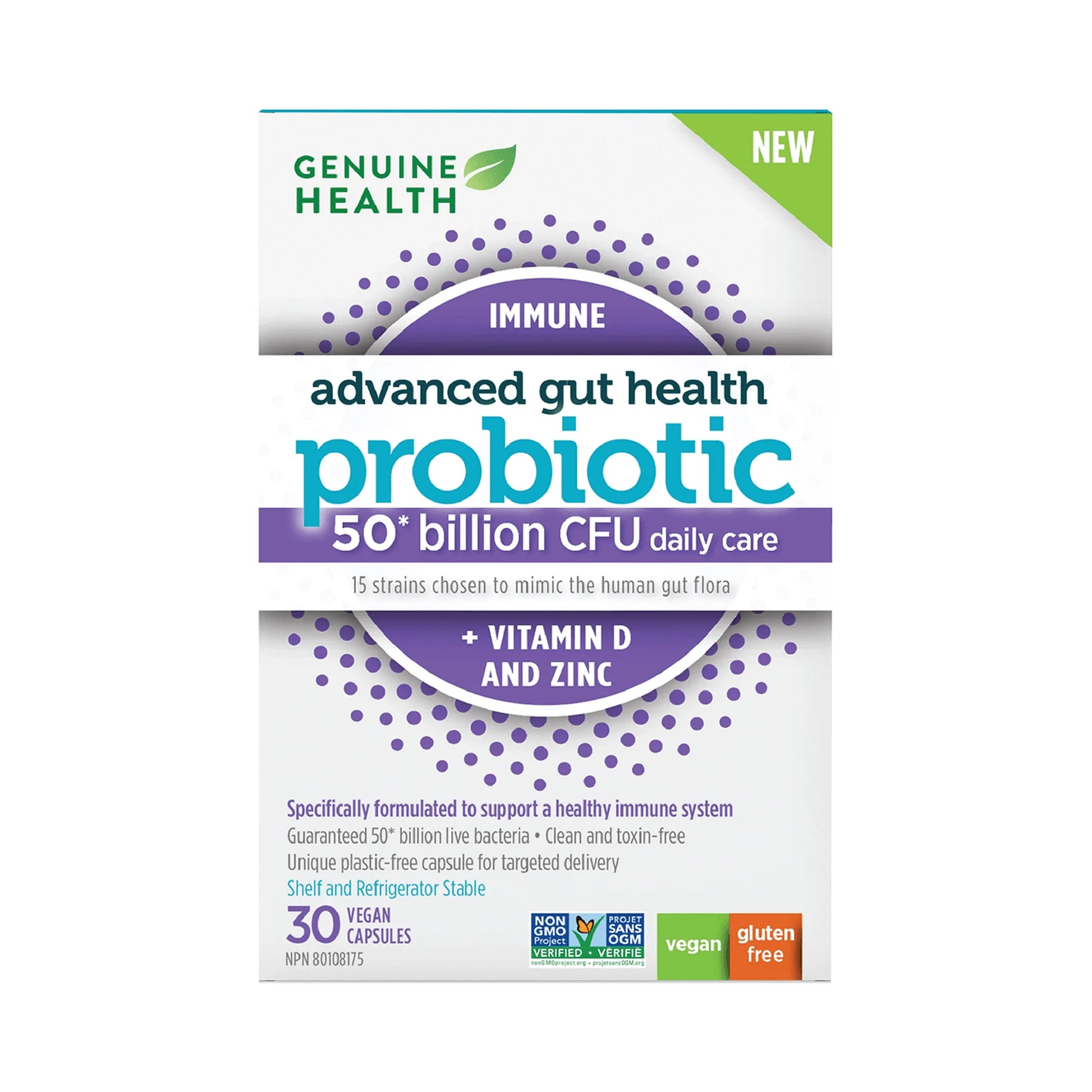 Genuine Health Advanced Gut Health Immune + Vitamin D And Zinc 30 Capsules