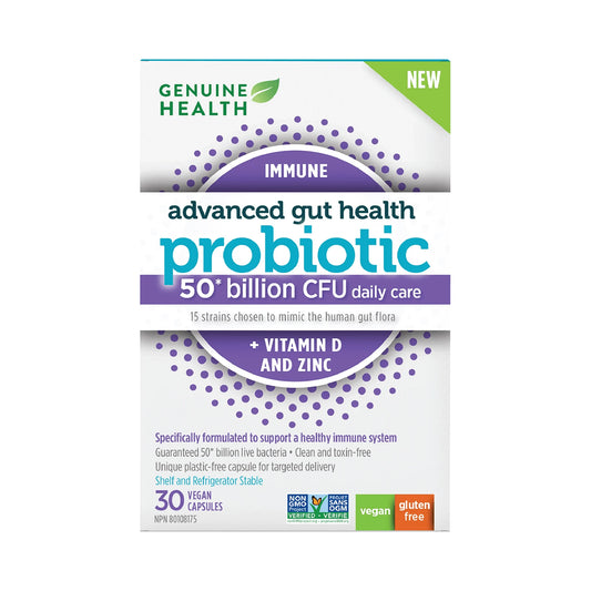 Genuine Health Advanced Gut Health Immune + Vitamin D And Zinc 30 Capsules