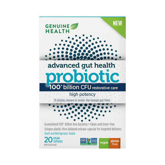 Genuine Health Advanced Gut Health Probiotic 100 Billion CFU 20 Capsules