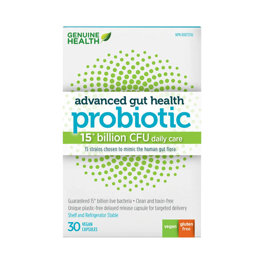 Genuine Health Advanced Gut Health Probiotic 15 Billion CFU 30 Capsules