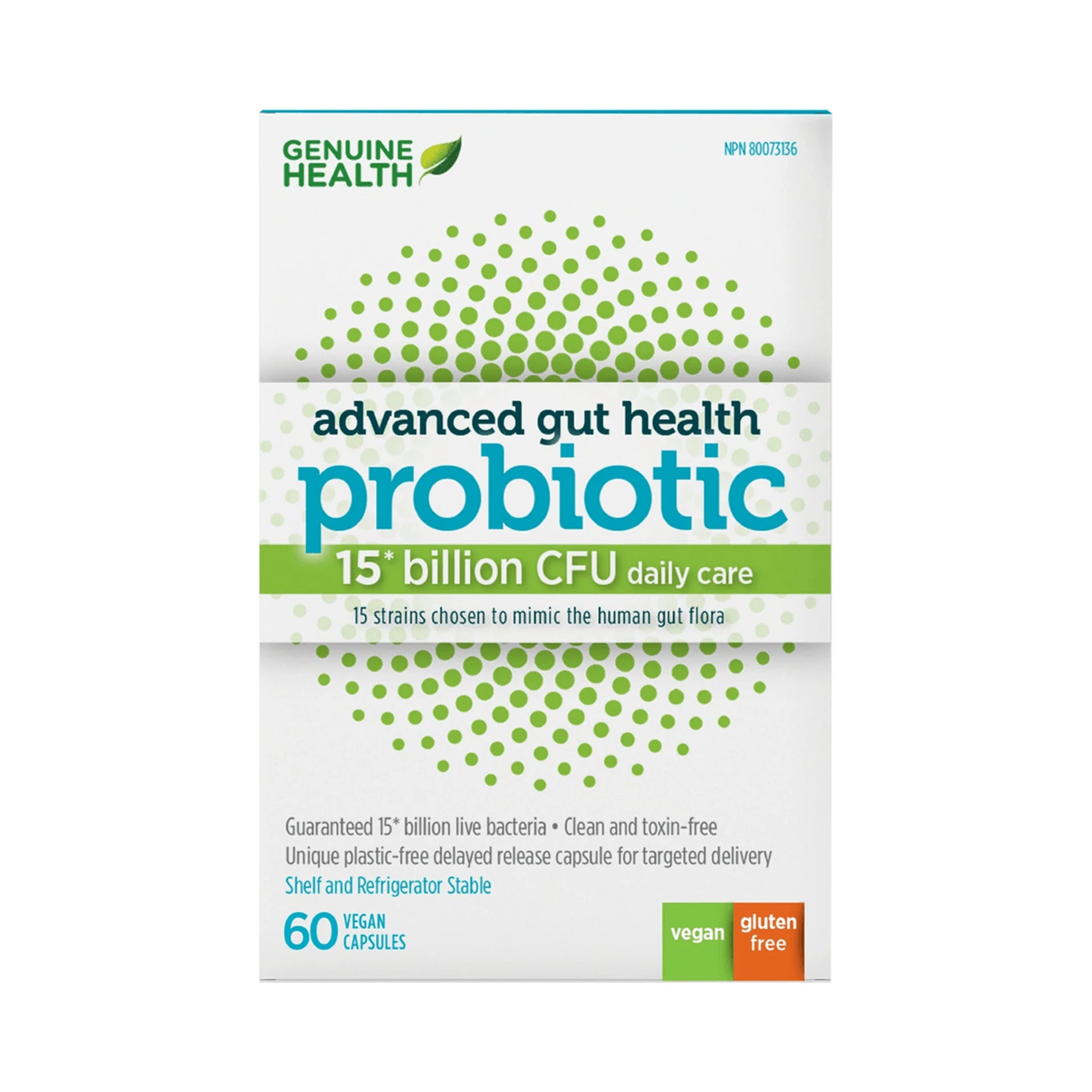 Genuine Health Advanced Gut Health Probiotic 15 Billion CFU 60 Capsules