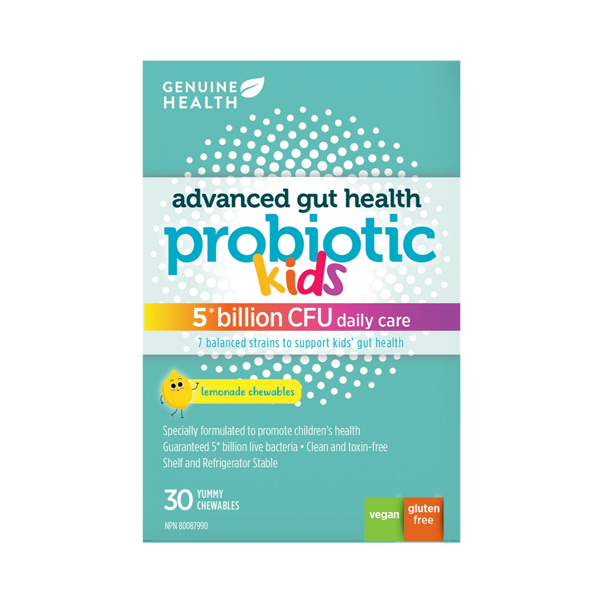 Genuine Health Advanced Gut Health Probiotic For Kids Lemonade 30 Chewables