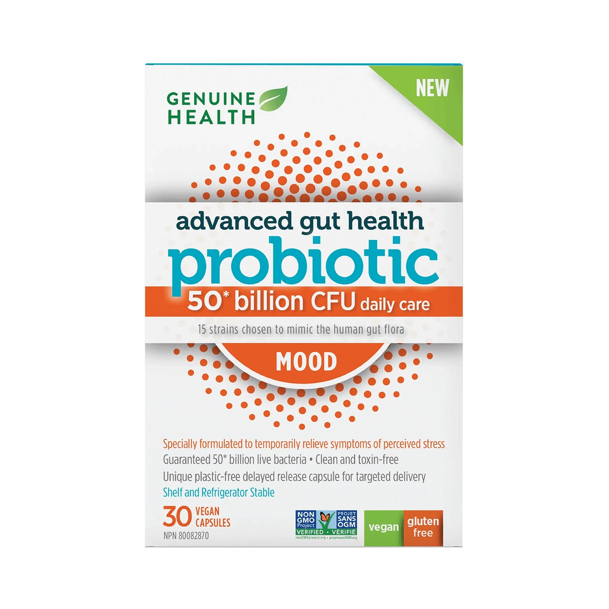 Genuine Health Advanced Gut Health Probiotic Mood 50 Billion CFU 30 Capsules