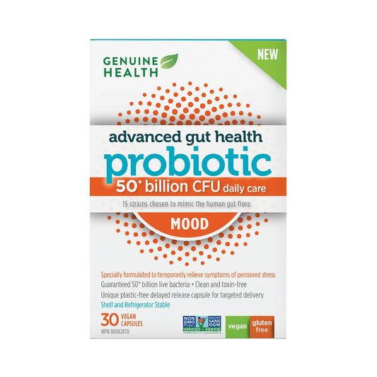 Genuine Health Advanced Gut Health Probiotic Mood 50 Billion CFU 30 Capsules