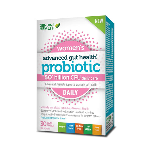 Genuine Health Advanced Gut Health Probiotic Women's Daily 50 Billion CFU 30 Capsules