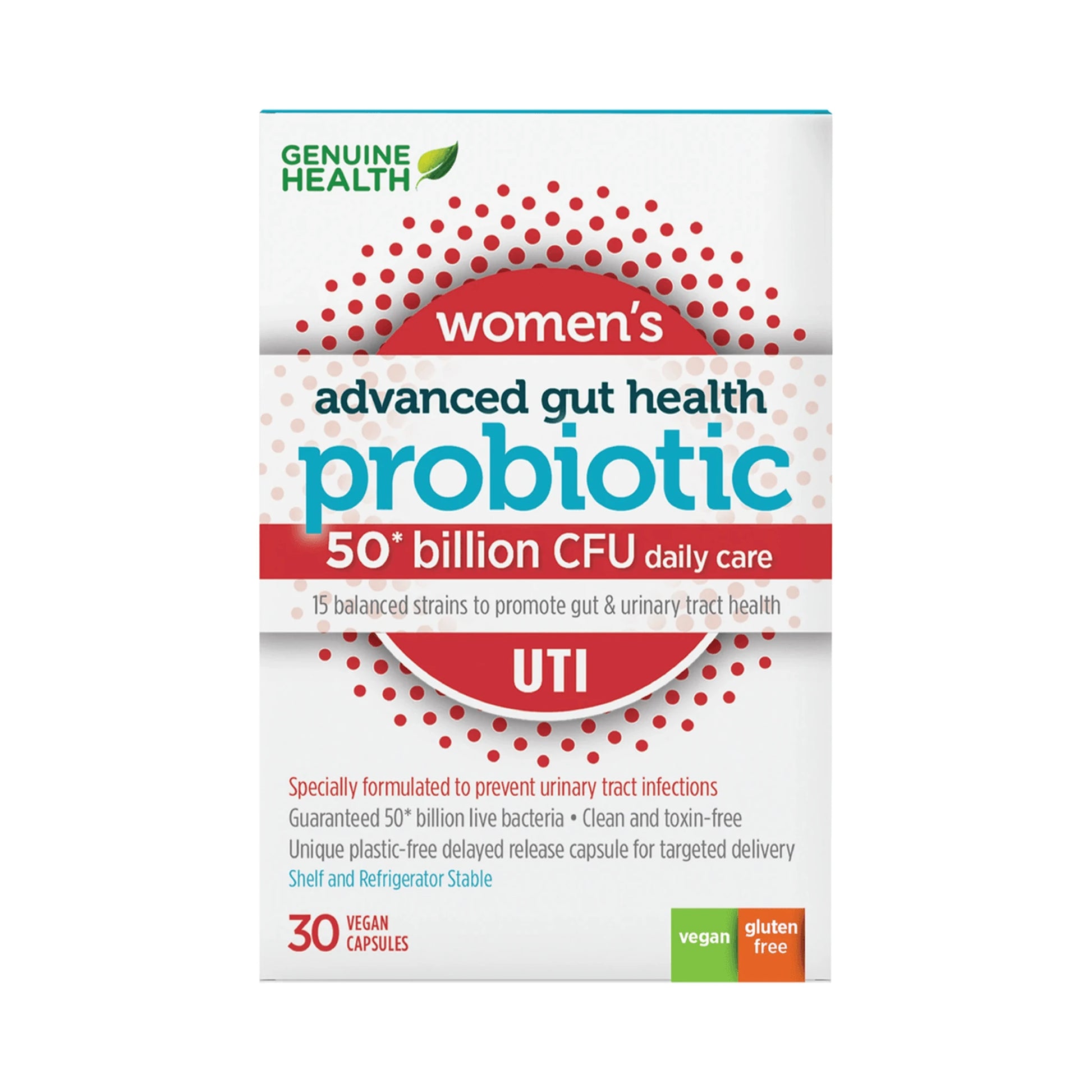 Genuine Health Advanced Gut Health Probiotic Women's Uti 50 Billion CFU 30 Capsules