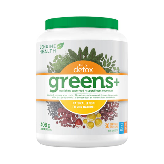 Genuine Health Greens+ Daily Detox Natural Lemon 30 Servings