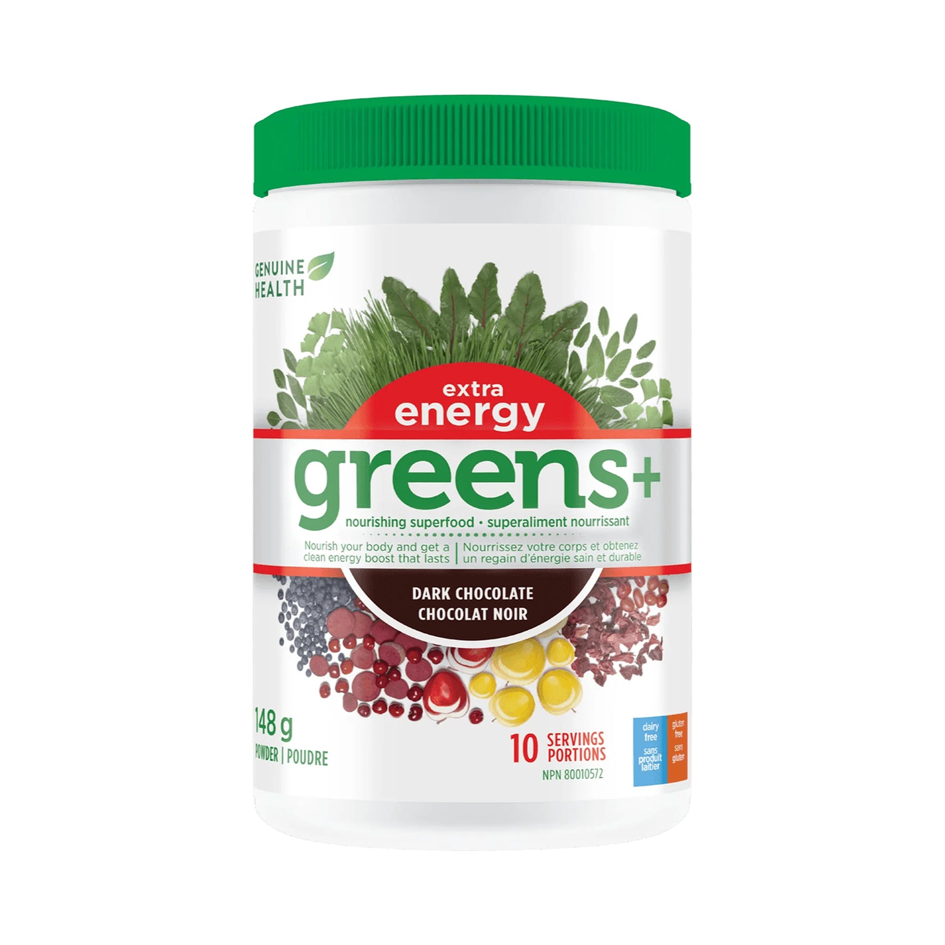 Genuine Health Greens+ Extra Energy Dark Chocolate 10 Servings