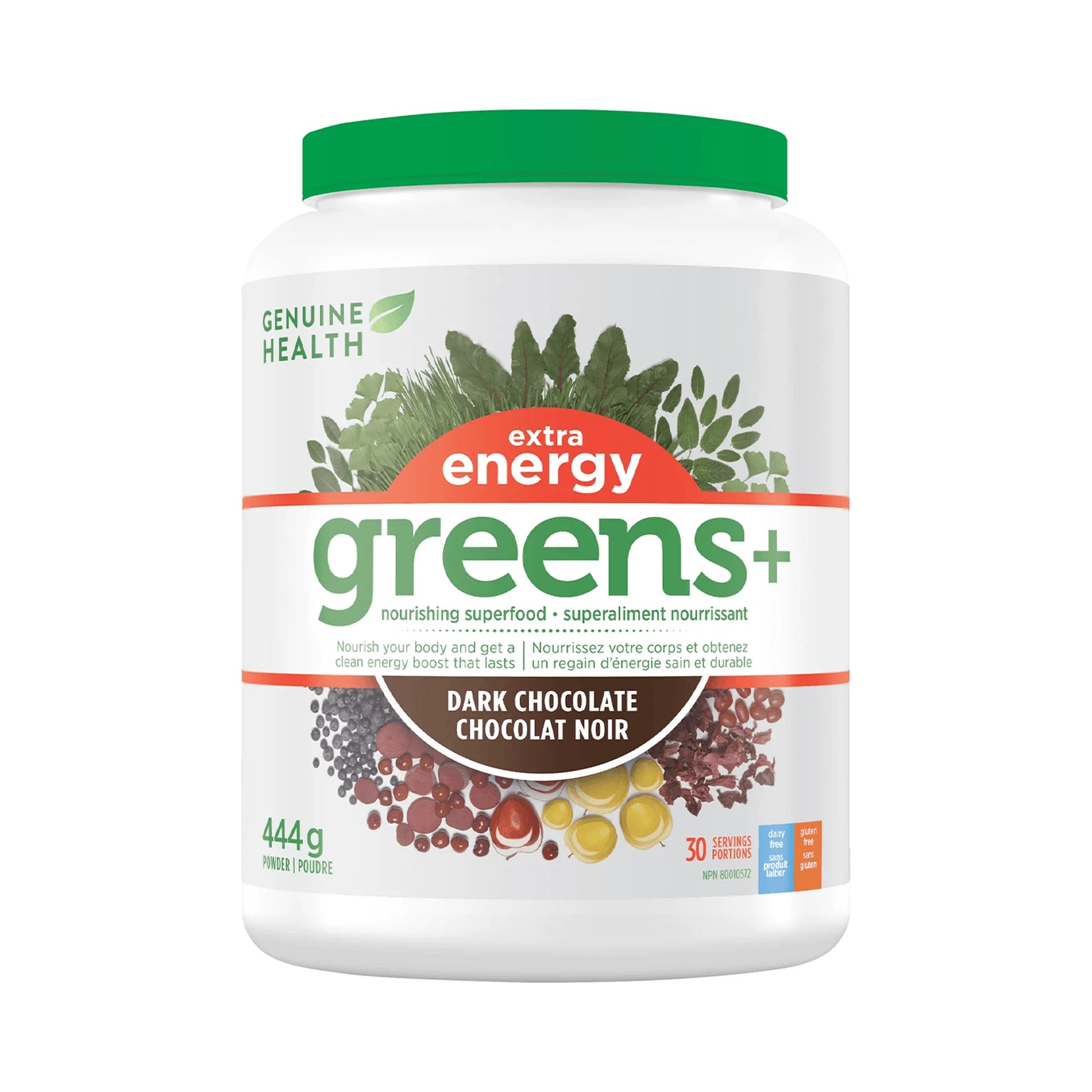 Genuine Health Greens+ Extra Energy Dark Chocolate 30 Servings