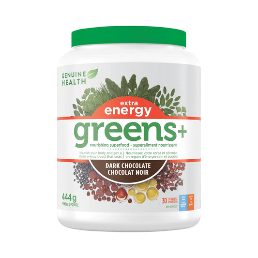 Genuine Health Greens+ Extra Energy Dark Chocolate 30 Servings