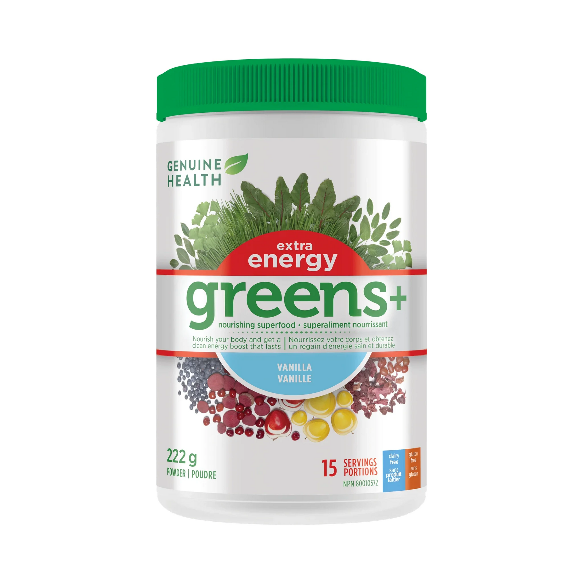 Genuine Health Greens+ Extra Energy Vanilla 222g