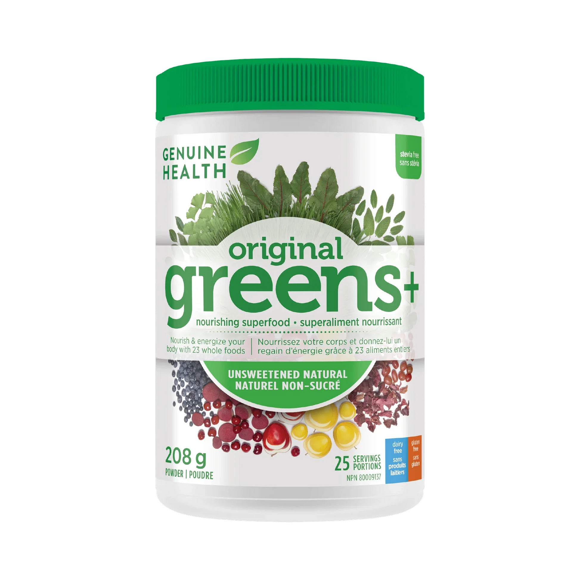 Genuine Health Greens+ Original Unflavored, Unsweetened & Stevia Free 208g