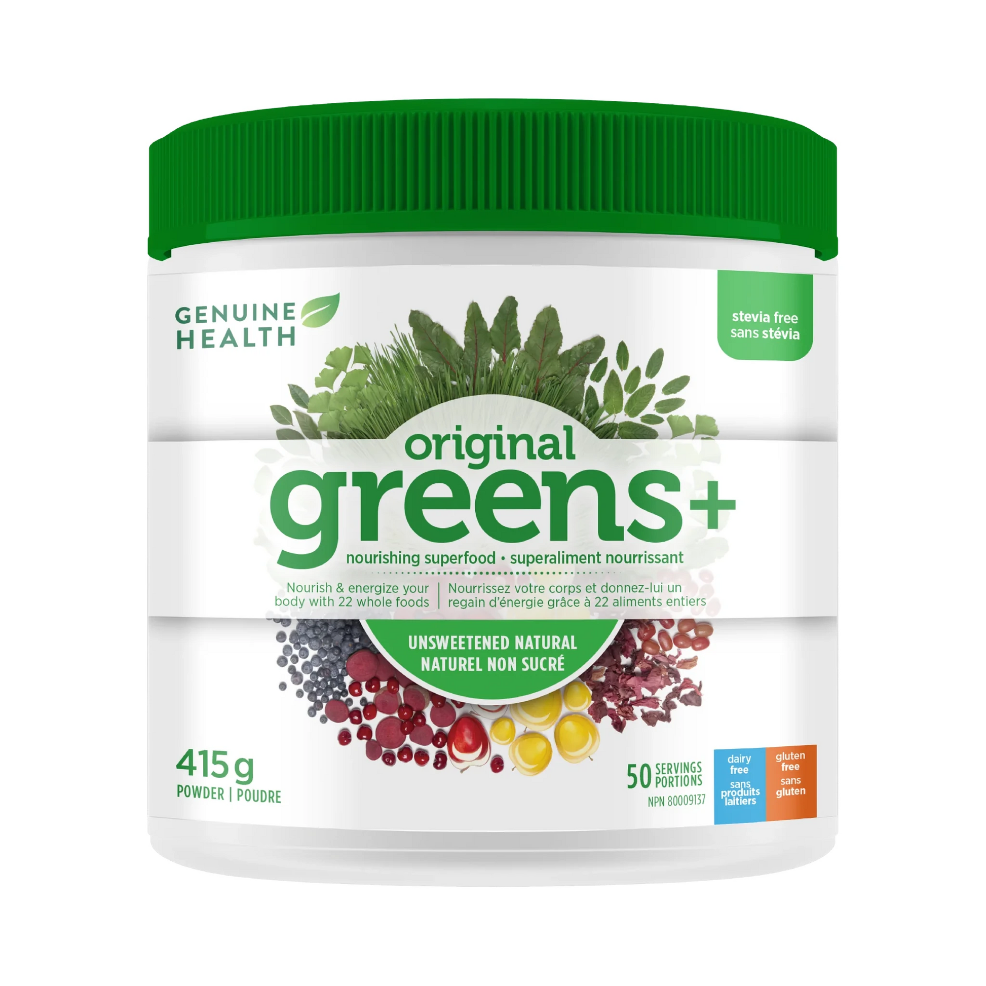Genuine Health Greens+ Original Unflavored, Unsweetened & Stevia Free 415g