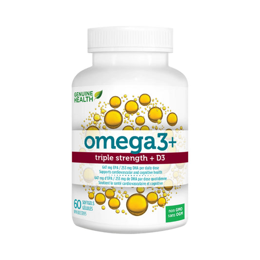 Genuine Health Omega3+ Triple Strength + D3 60 Capsules