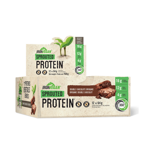 Iron Vegan Sprouted Protein Bar Double Chocolate Brownie Box