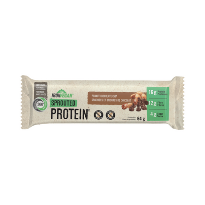 Iron Vegan Sprouted Protein Bar Peanut Butter Chocolate Chip Box