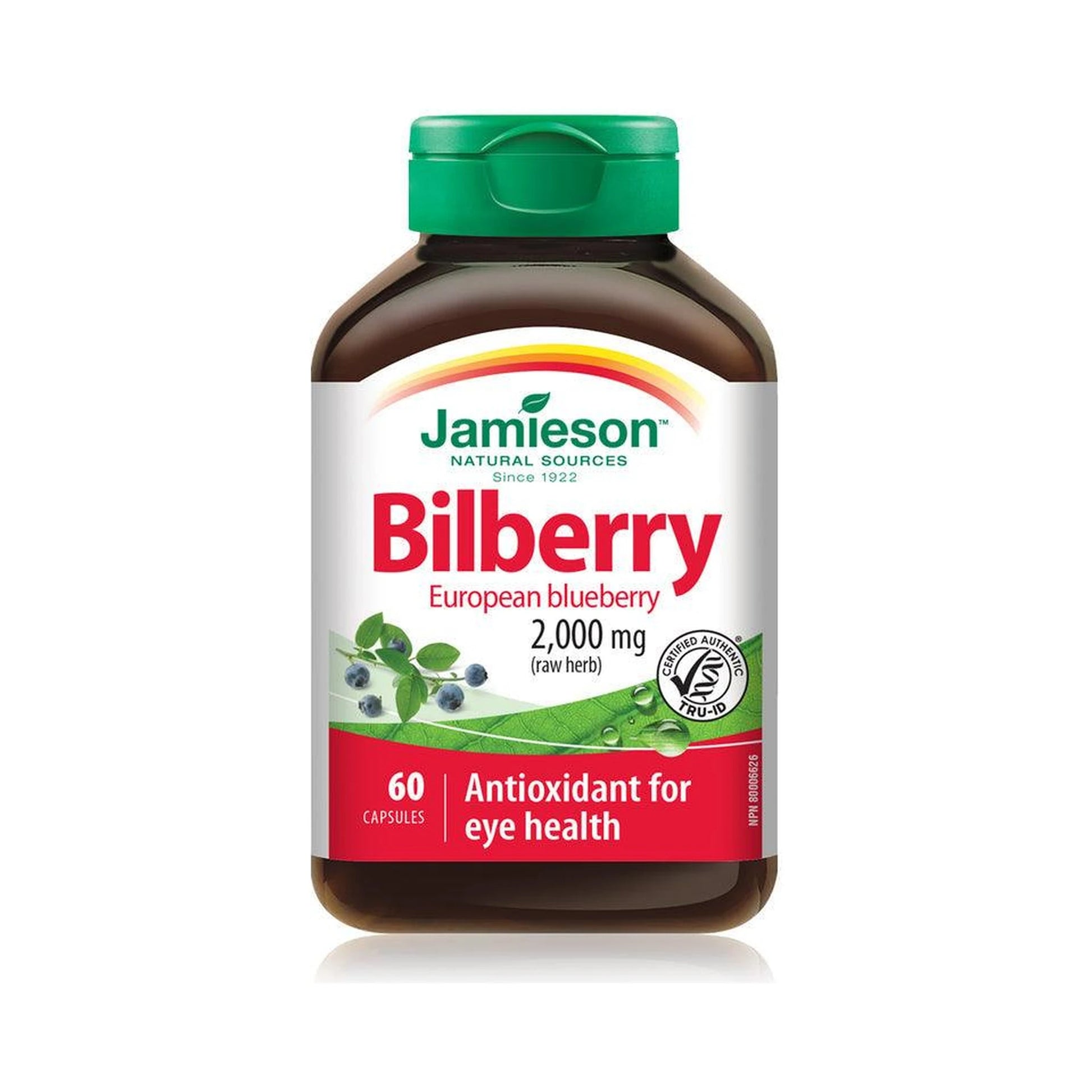 Jamieson Bilberry European Blueberry 2000mg raw herb 60 Capsules