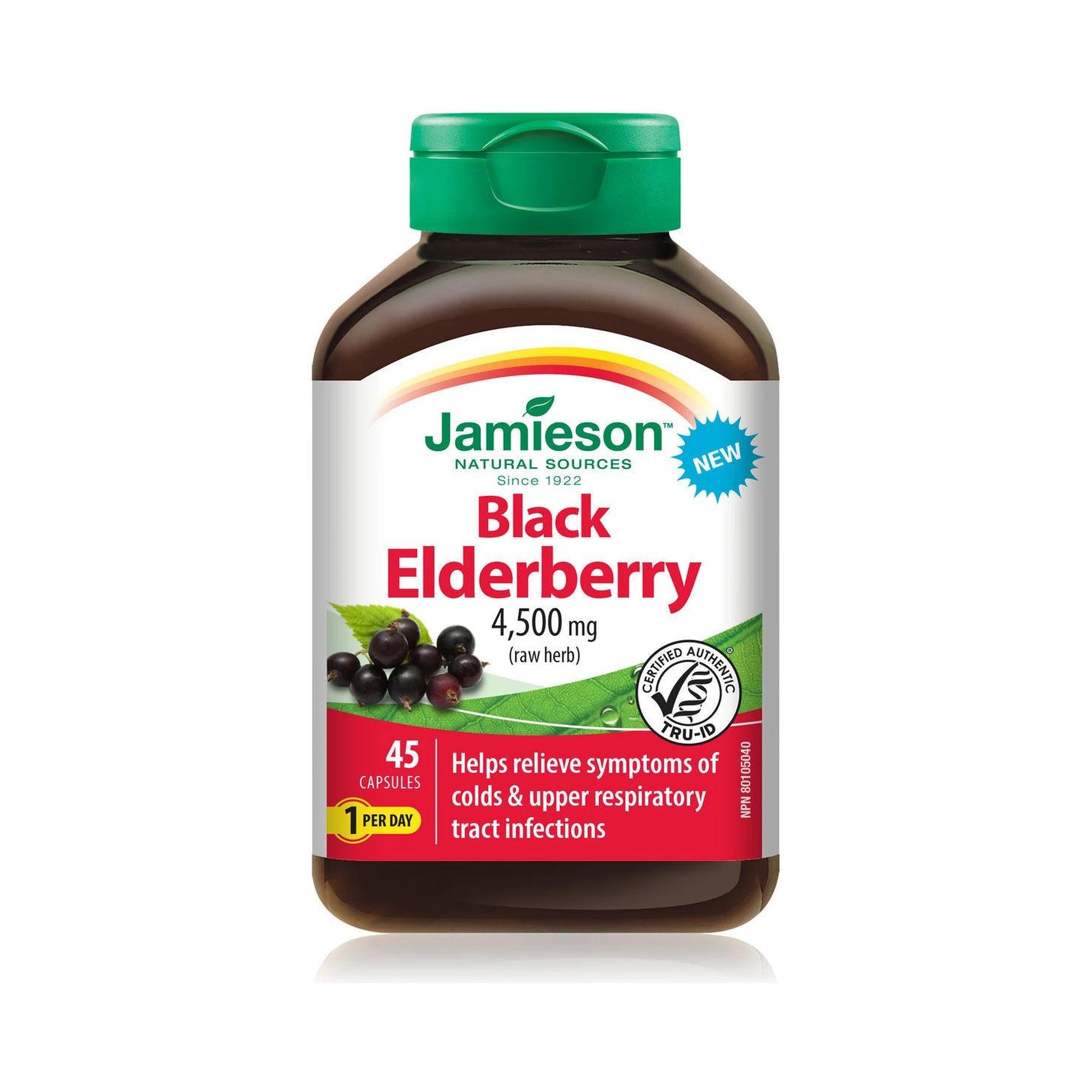 Jamieson Black Elderberry 4500mg raw herb 45 Capsules