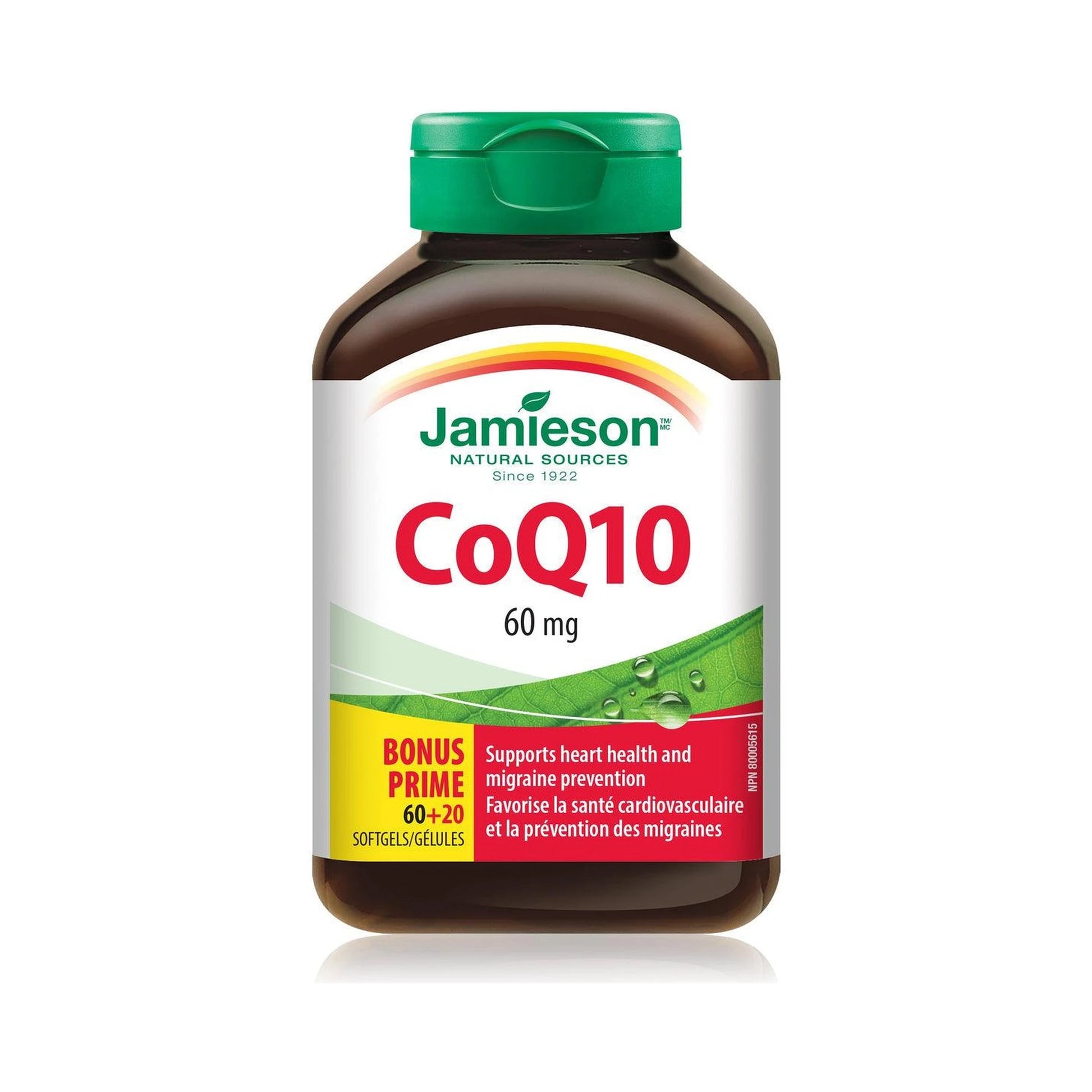 Jamieson CoQ10 60mg BONUS SIZE 80 Softgels