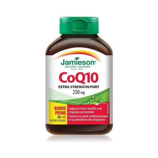 Jamieson CoQ10 Extra Strength 250mg BONUS SIZE 45 Softgels