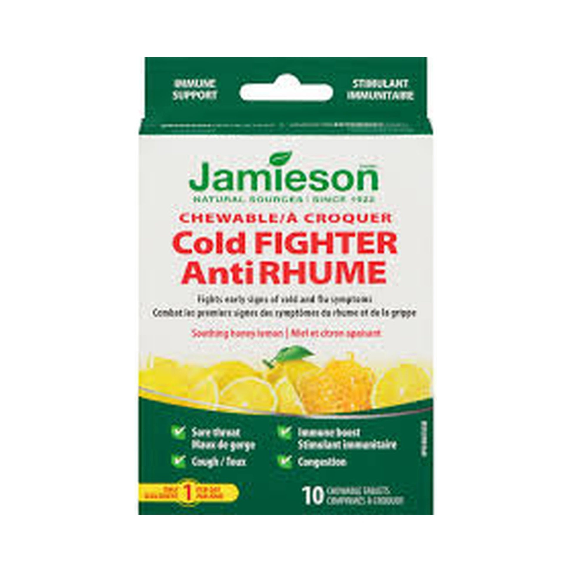 Jamieson Cold Fighter Soothing Honey Lemon Trial & Travel 10 Chewable