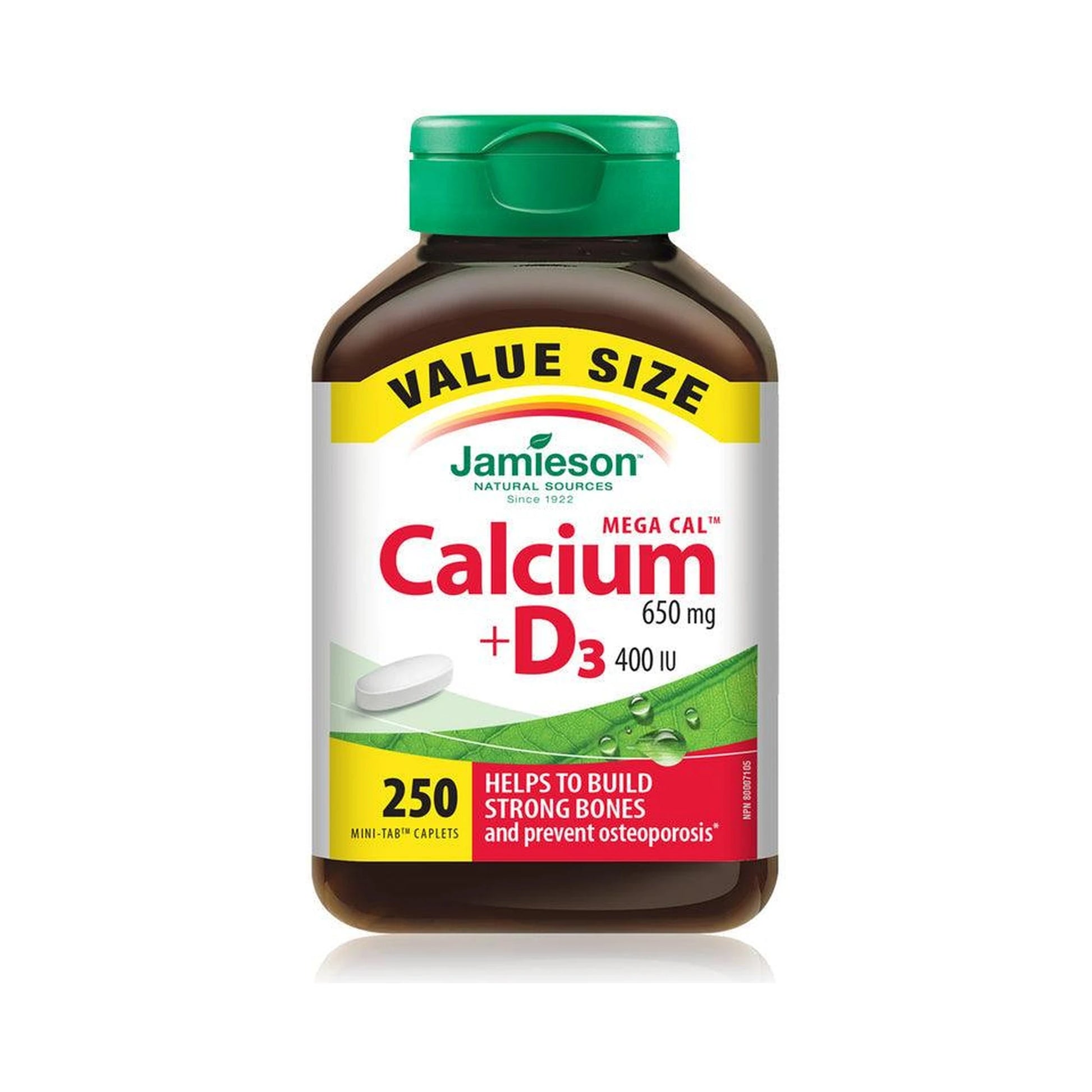 Jamieson Mega Cal 650mg + Vitamin D3 400IU VALUE SIZE 250 Caplets