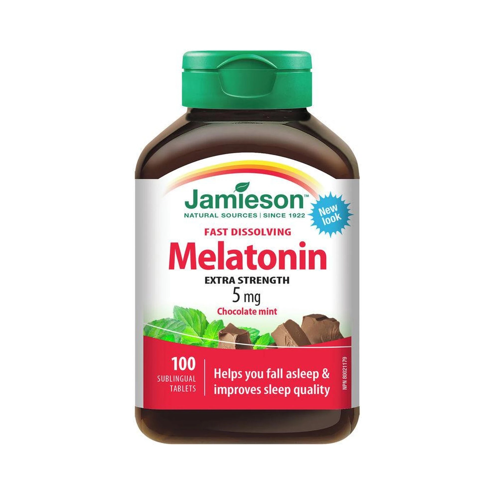 Jamieson Melatonin 5mg Chocolate Mint 100 Fast Dissolving Sublingual Tablets