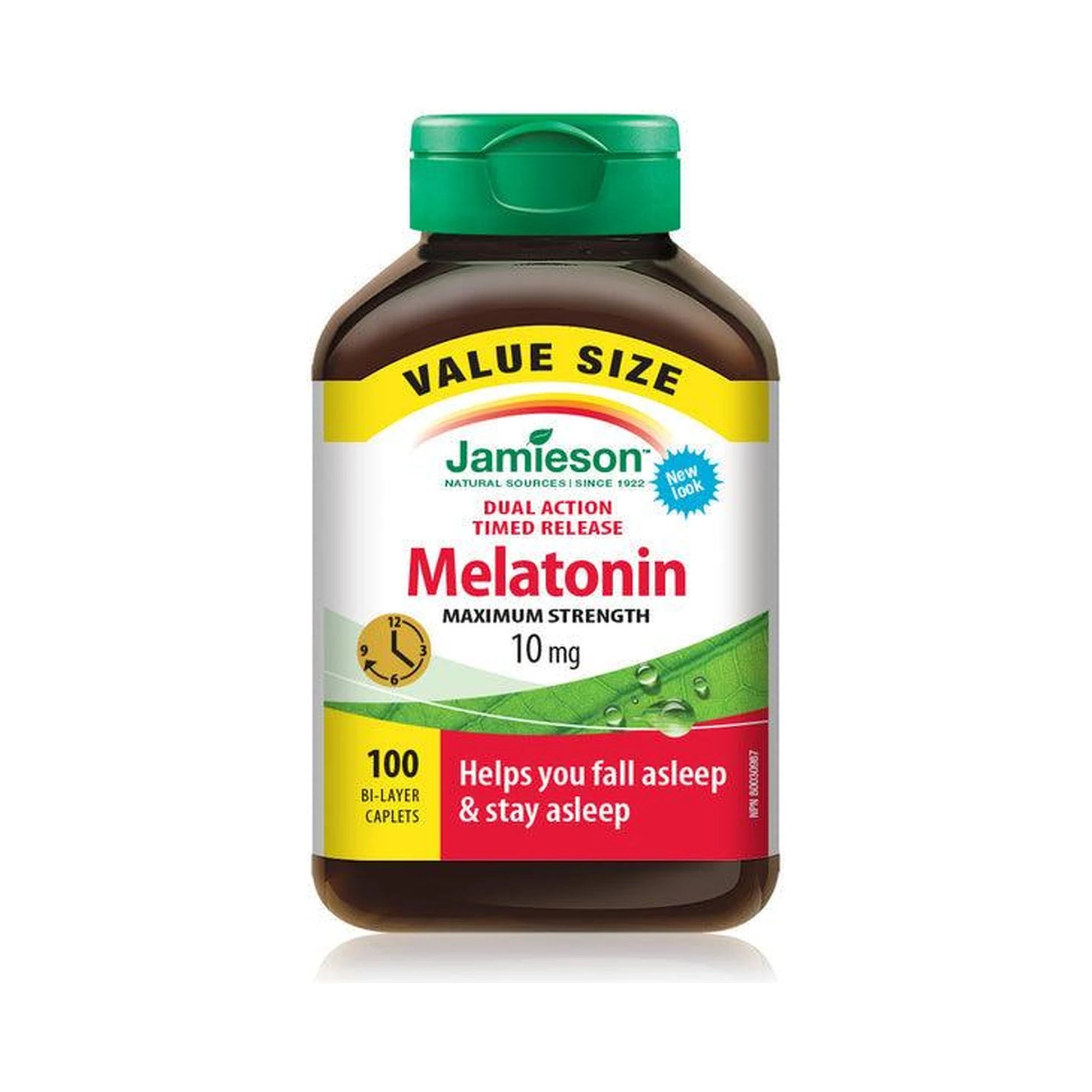 Jamieson Melatonin Maximum Strength 10mg Dual Action Timed Release VALUE SIZE 100 Caplets