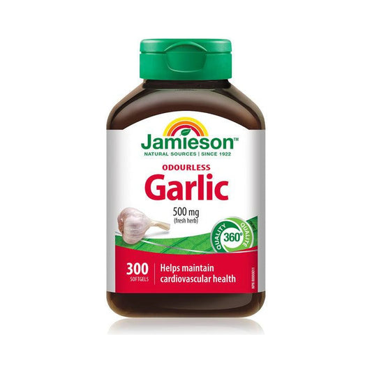 Jamieson Odourless Garlic 500mg raw herb 300 Softgels