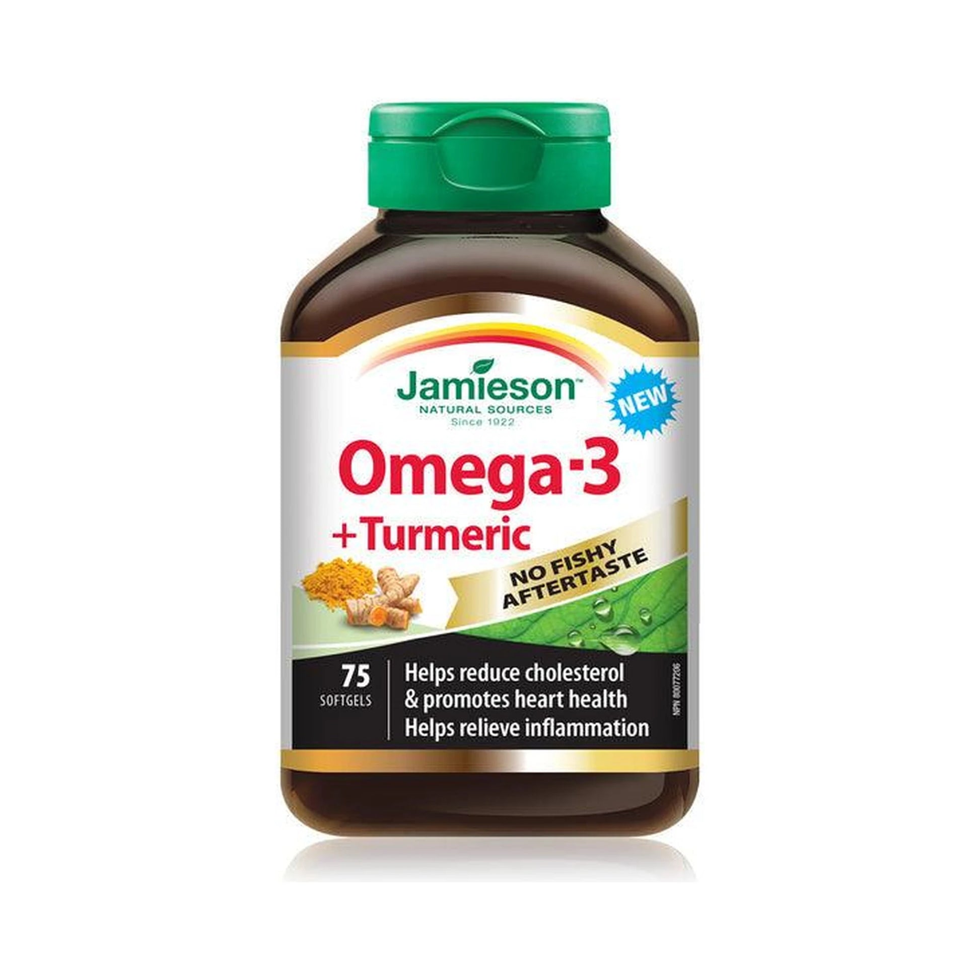Jamieson Omega-3 + Turmeric No Fishy Aftertaste 75 Softgels