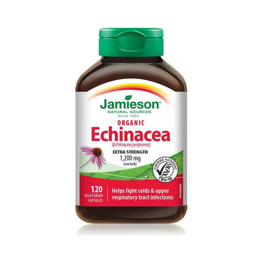Jamieson Organic Echinacea purpurea Extra Strength 1,200mg raw herb 120 Capsules