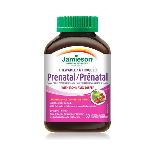 Jamieson Prenatal 100% Complete Multivitamin Cranberry Apple 60 Chewable