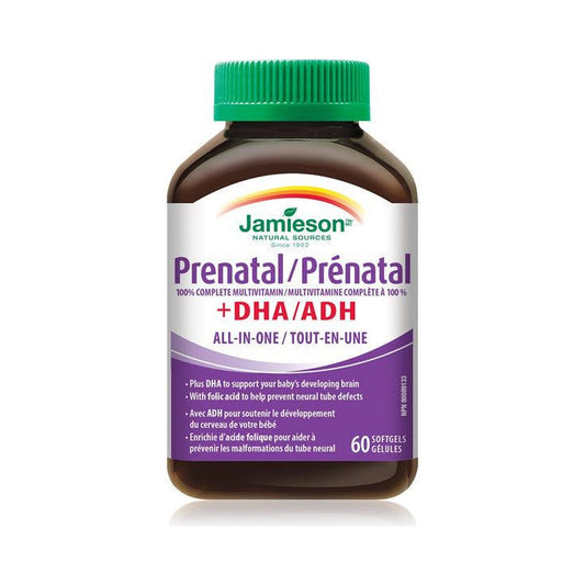 Jamieson Prenatal 100% Complete Multivitamin + DHA 60 Softgels