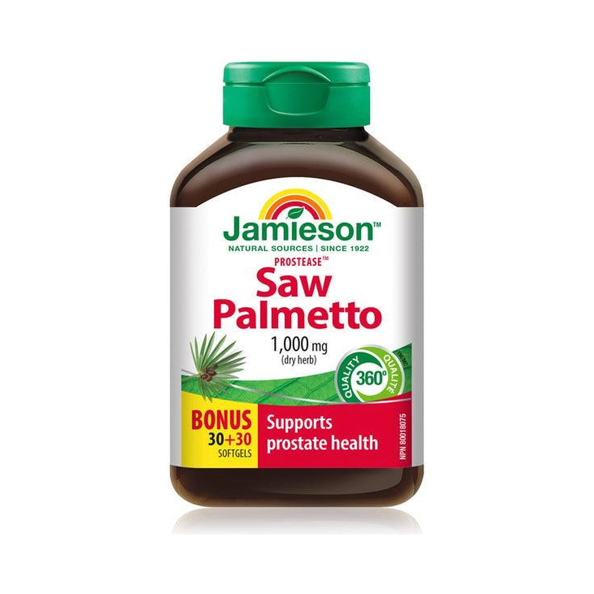 Jamieson Prostease Saw Palmetto 1,000mg BONUS SIZE 60 Softgels