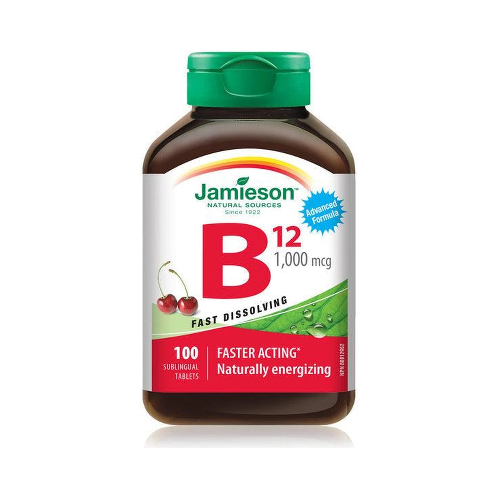 Jamieson Vitamin B12 1,000mcg Methylcobalamin Cherry 100 Fast Dissolving Sublingual Tablets