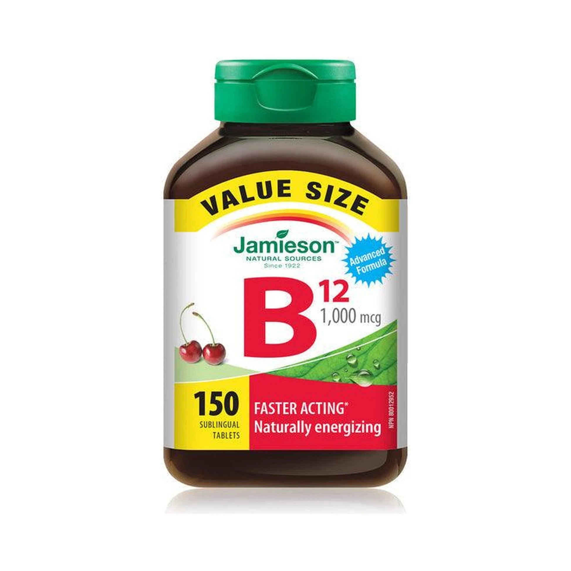 Jamieson Vitamin B12 1000mcg Methylcobalamin Cherry VALUE SIZE 150 Fast Dissolving Sublingual Tablets