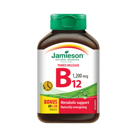 Jamieson Vitamin B12 1,200mcg Timed Release Methylcobalamin BONUS SIZE 80 Tablets