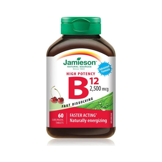 Jamieson Vitamin B12 2,500mcg Methylcobalamin Cherry 60 Fast Dissolving Sublingual Tablets
