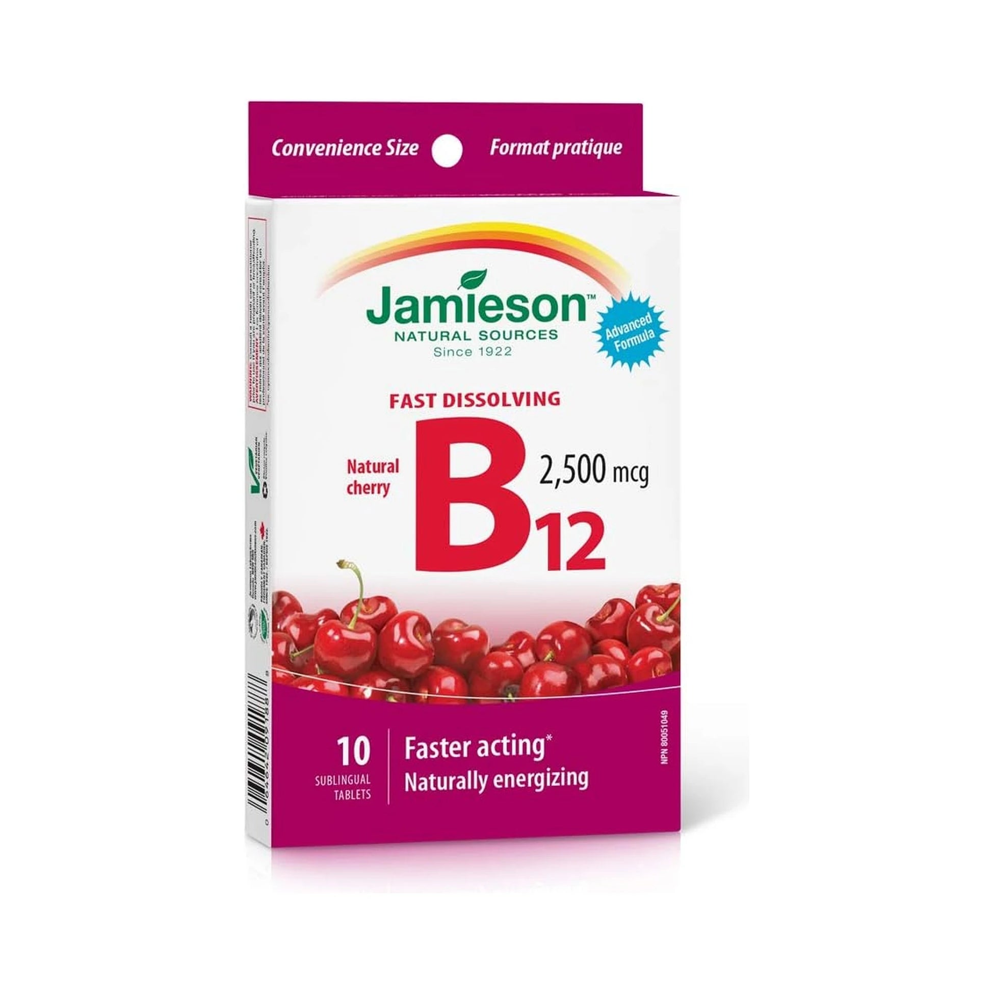 Jamieson Vitamin B12 2,500mcg Methylcobalamin Trial & Travel 10 Fast Dissolving Sublingual Tablets