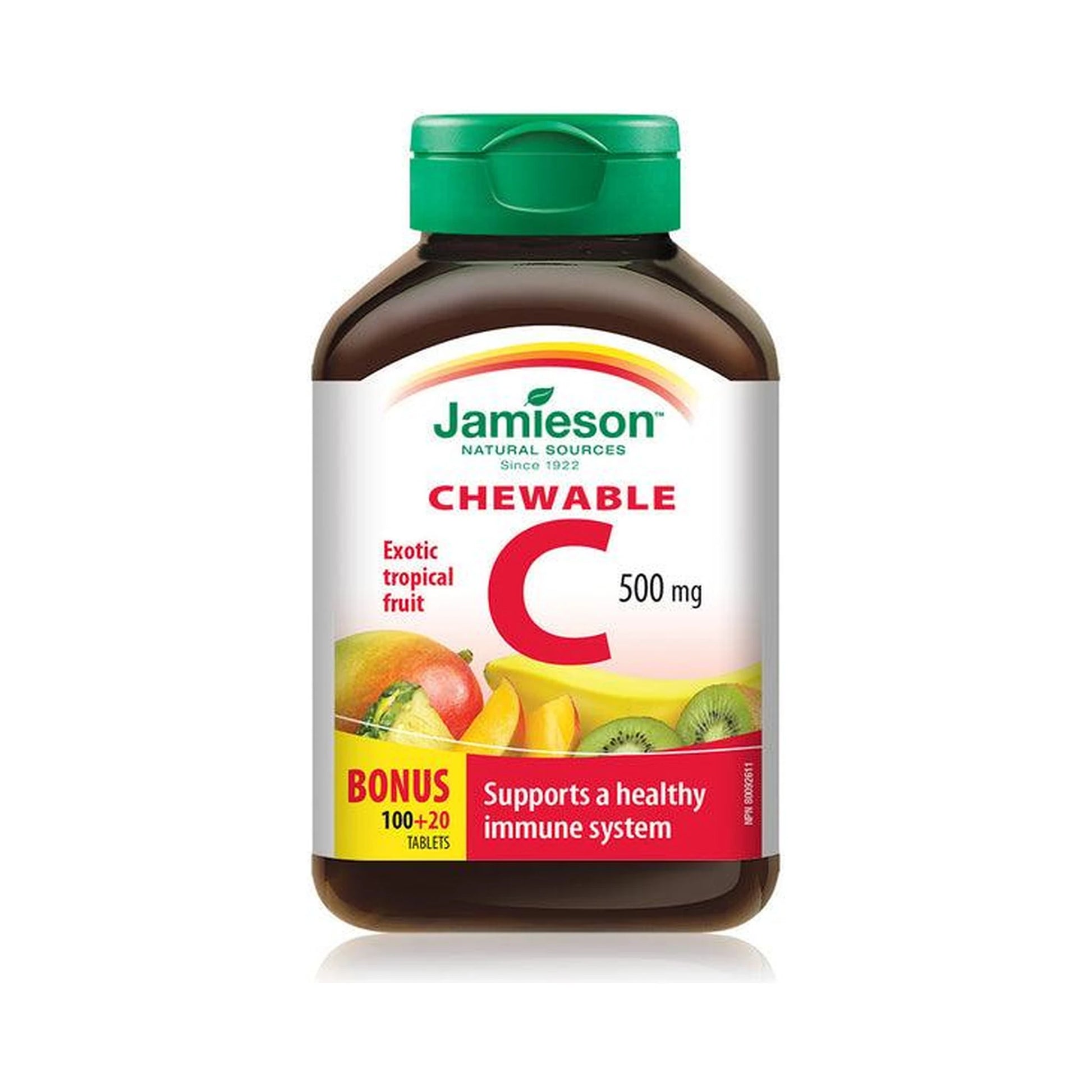 Jamieson Vitamin C 500mg Exotic Tropical Fruit BONUS SIZE 120 Chewable