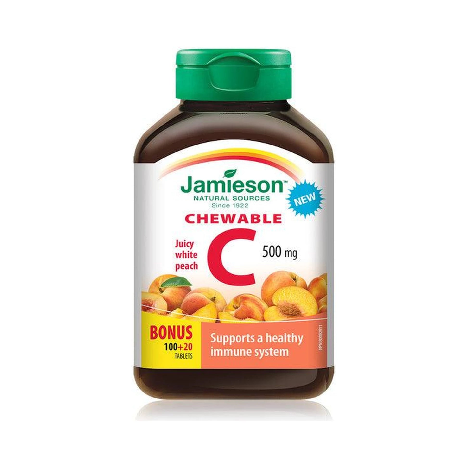 Jamieson Vitamin C 500mg Juicy White Peach 120 Chewable