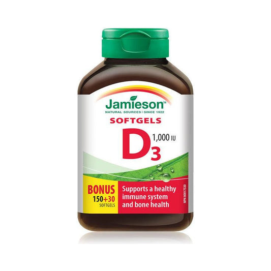 Jamieson Vitamin D3 1000IU BONUS SIZE 180 Softgels